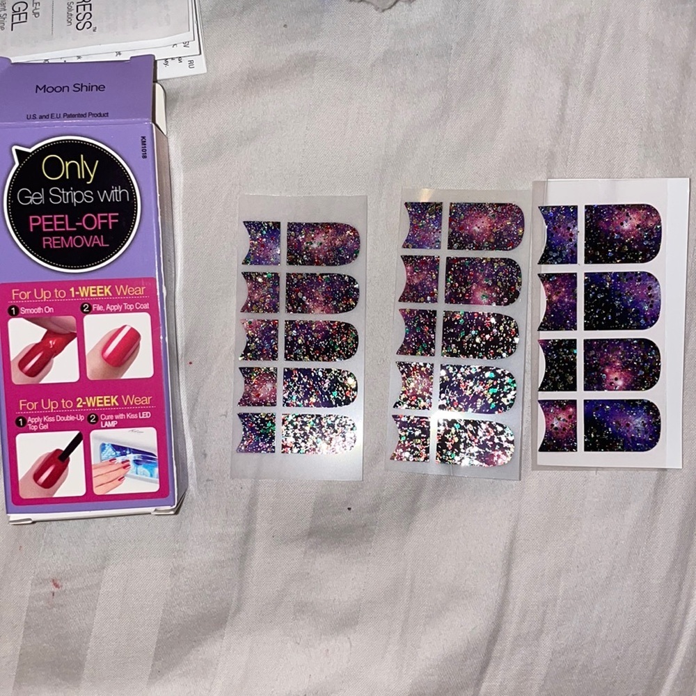 Galaxy space gel nail strips big fingers